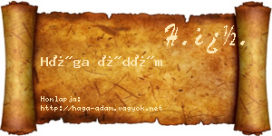 Hága Ádám névjegykártya